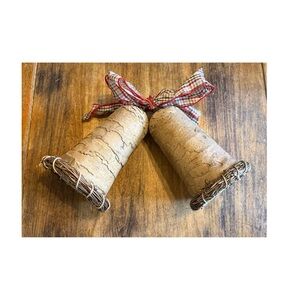 Vintage Handmade Rustic Bells Bark & Touches of Gold Christmas - Wedding 15” x 8